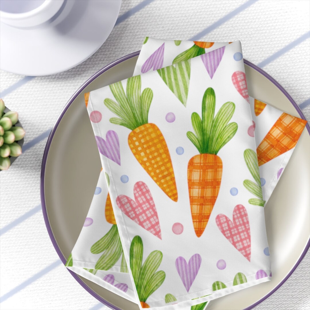 Easter Napkins Set Easter Carrots & Hearts Napkins Set Etsy