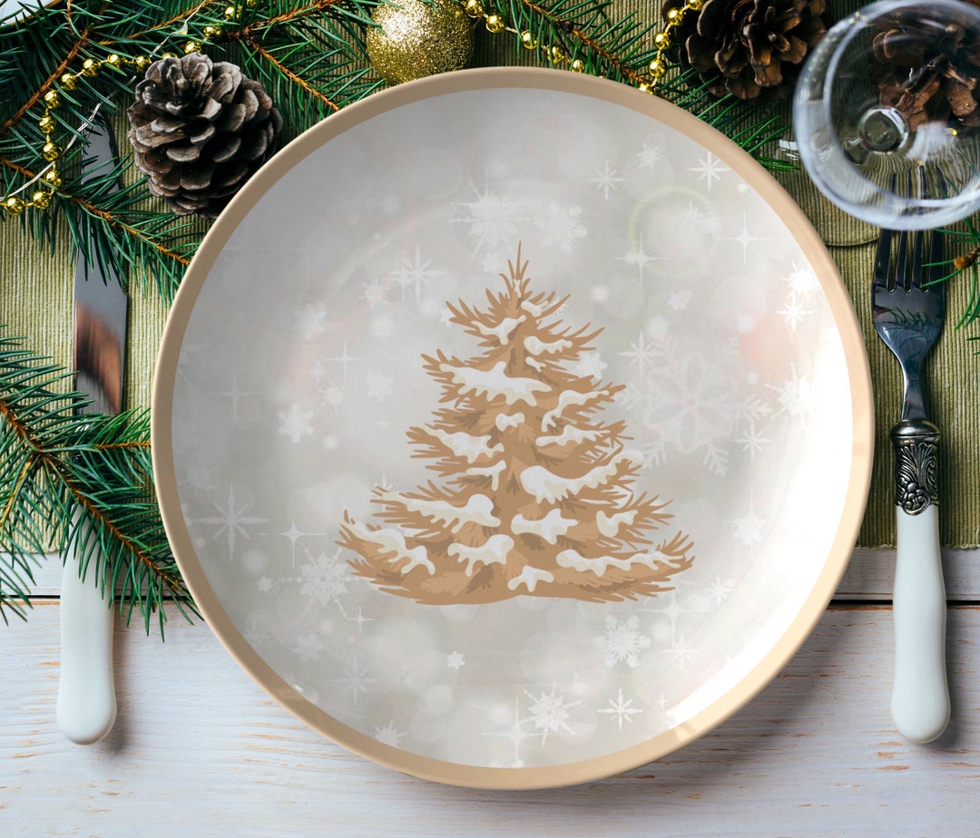 Christmas Tree Plate Set, Christmas Dinner Plate, Christmas Dinnerware