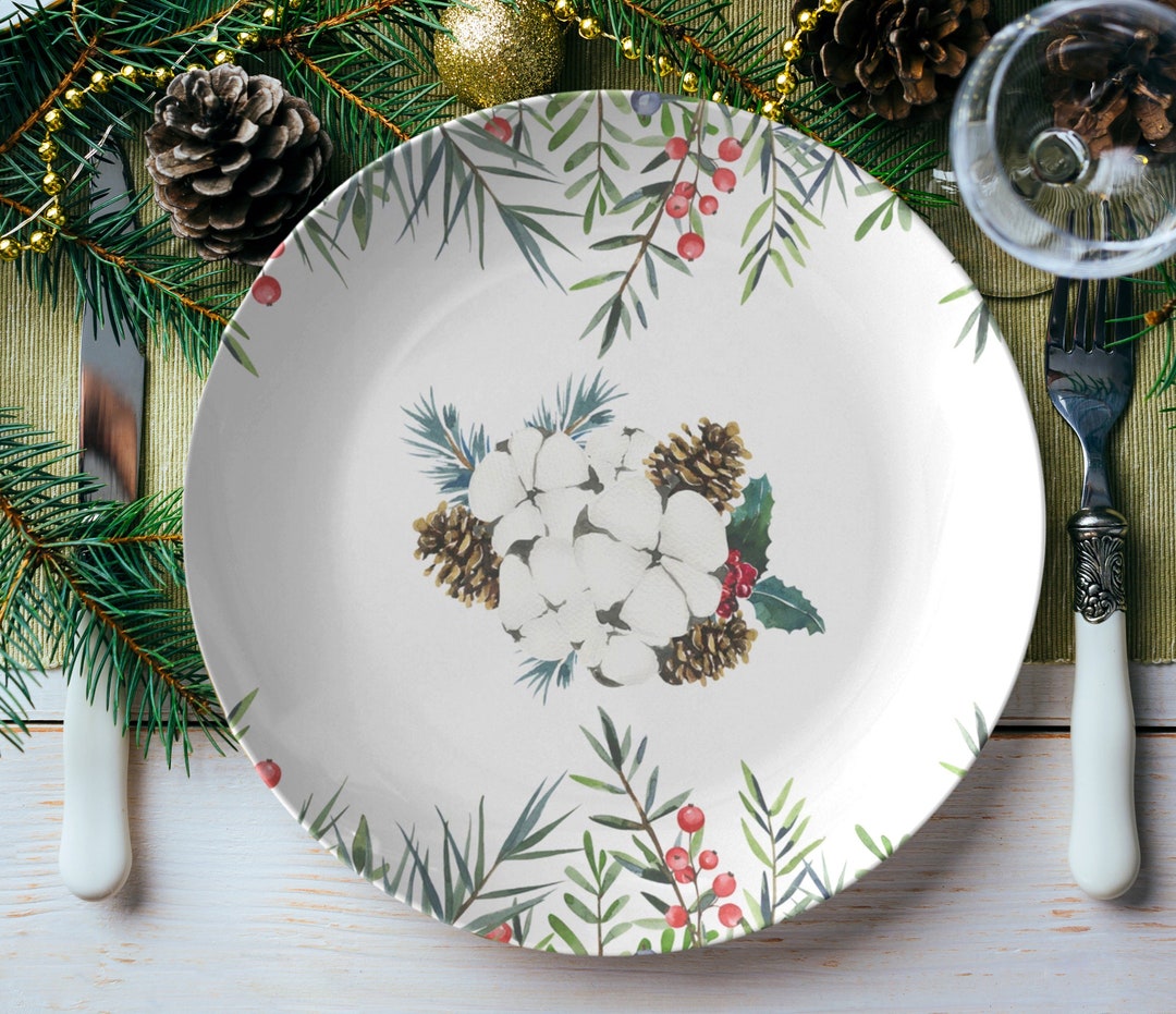 Christmas Dinner Plate Christmas Pine & Holly Plates Decorative Holiday