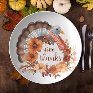 Thanksgiving turkey plate | fall dinner plate set | thanksgiving dinnerware | fall harvest plate | thanksgiving serving plate | decoware