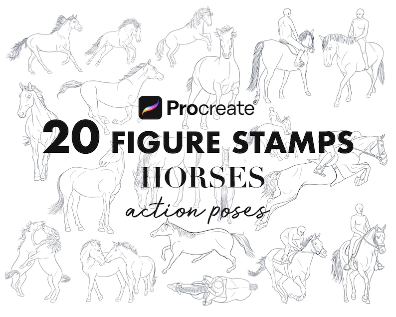 Horses Poses Brushes for Procreate Etsy