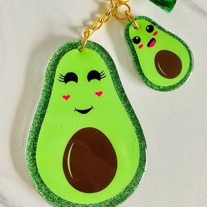 Avocado & Baby Keychain w/Optional Beaded Lobster Clasp, Avocado Lover, Avocado Toast, Guacamole, Guacamole Lover, Food Gifts, Food Lover
