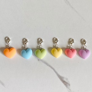 Puffy Heart Badge Reel Charm, Tumbler Charm, Charm, Bracelet Charm, Keychain Charm, Bookmark Tassel Charm, Purse Charm, Heart Badge Reel