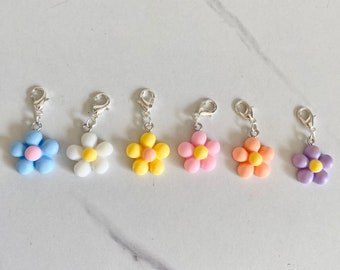 Flower Badge Reel Charm, Tumbler Charm, Bracelet Charm, Keychain Charm, Bookmark Tassel Charm, Purse Charm, Flower Badge Reel, Floral
