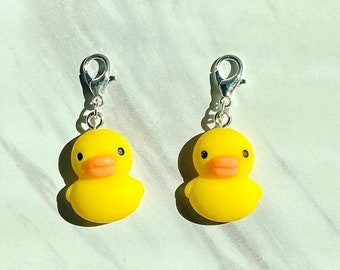 Duckie Badge Reel Charm, Tumbler Charm, Zipper Pull, Bracelet Charm, Keychain Charm, Bookmark Tassel Charm, Purse Charm, Rubber Duckie Charm