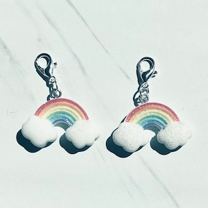 Sparkle Rainbow Badge Reel Charm, Tumbler Charm, Bracelet Charm, Keychain Charm, Bookmark Charm, Rainbow, Rainbow Charm, Rainbow Cloud