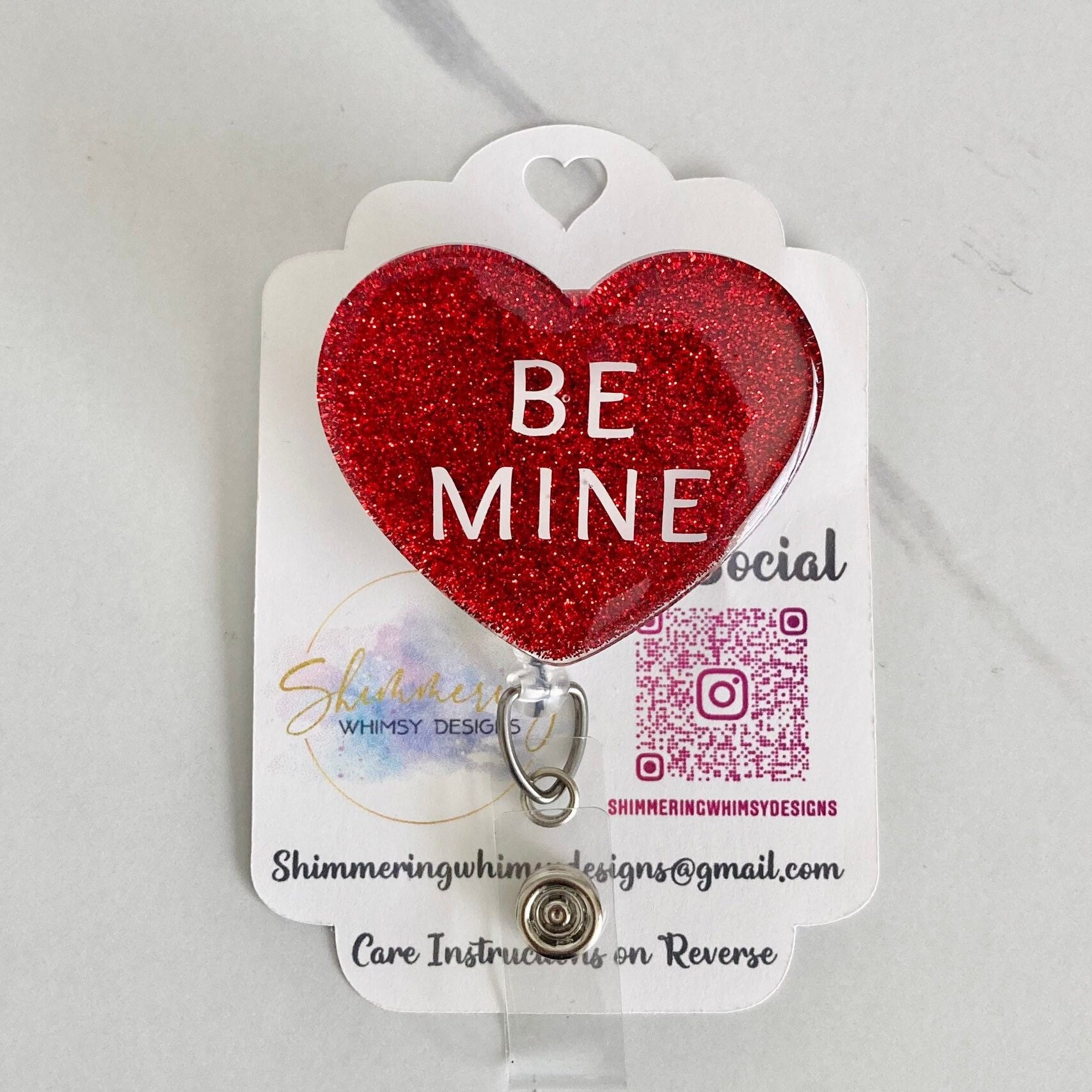 Be Mine Heart Badge Reel for Identifications, Permanent, CMA Badge Reel,  CNA Badge Reel, Nurse Gifts, ID Holder, Nursing, Valentine