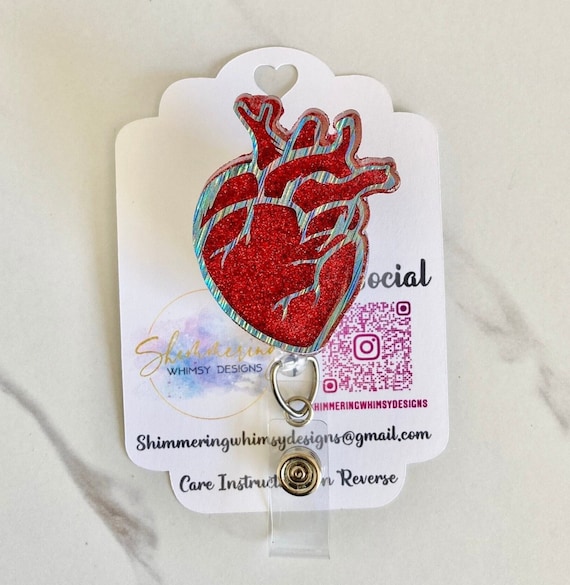 Badge Reel Nurse Anatomical Heart Retractable Badge Reel