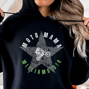 Personalized Moto Mama Hoodie, Moto Mama Crewneck Sweatshirt, Moto Mama T-Shirt, Personalized Motocross Mom Shirt