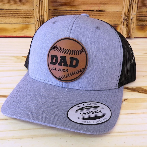 Baseball Dad Estalished Date Leather Patch Hat | Retro Trucker Snapback | Gift For Dad | New Dad | Fathers Day Gift