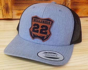 Personalized Motocross Number Plate Hat, Personalized Dirt BIke Hat, Retro Trucker Style Snapback Closure