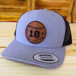 Personalized Player Name And Number Baseball Leather Patch Hat  | Personalized Baseball Hat | Optional Position Abbreviation