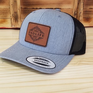 Dad Life Leather Patch Hat With Personalized Established Date | Retro Trucker Snapback | Gift For Dad | New Dad