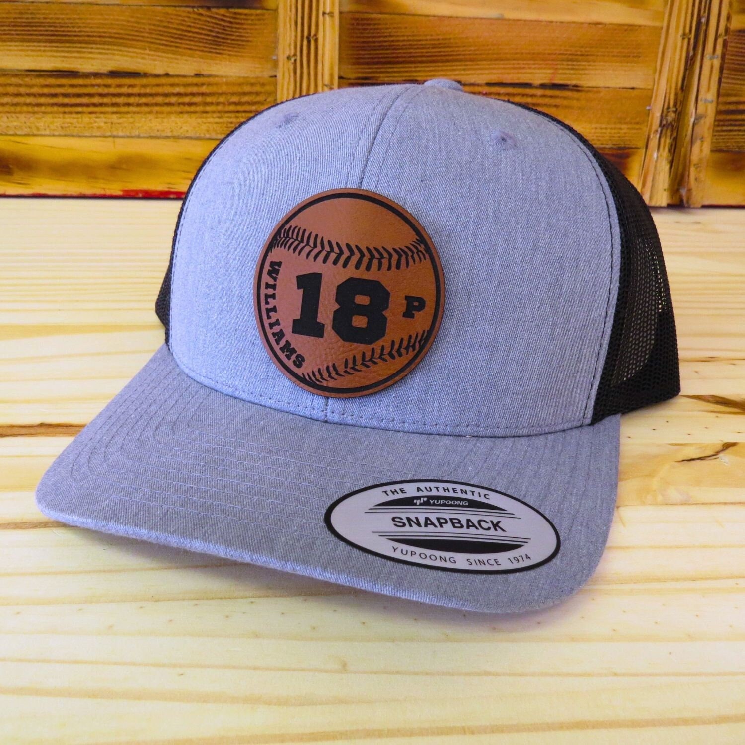 Personalized Player Name And Number Baseball Leather Patch Hat  | Personalized Baseball Hat | Optional Position Abbreviation