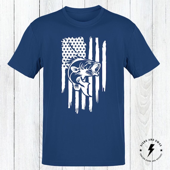 American Flag Bass Fishing Shirt, Bass Fishing T-Shirt, American Flag Bass Fishing Birthday Gift, adult and Youth Sizes