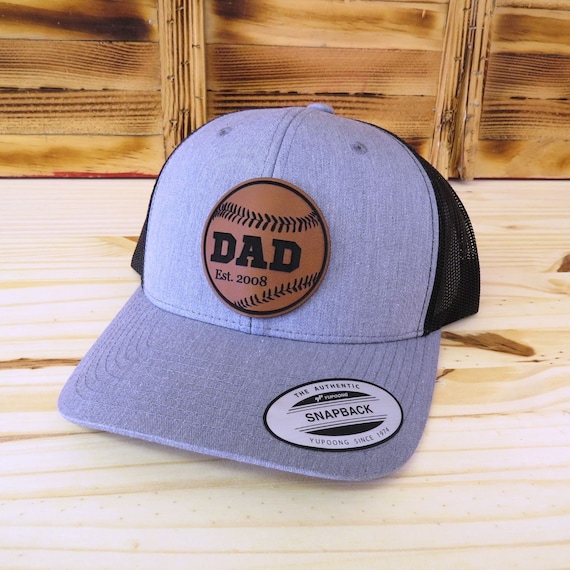 Baseball Dad Estalished Date Leather Patch Hat | Retro Trucker Snapback | Gift For Dad | New Dad | Fathers Day Gift