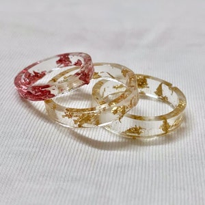 Handmade resin rings, tarnish resistant, metallic ring, best friend rings, gifts for her, stackable ring, customizable