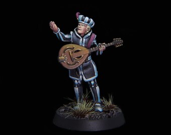 Hand-Painted Half Elf Bard Miniature: One-of-a-Kind D&D Figure