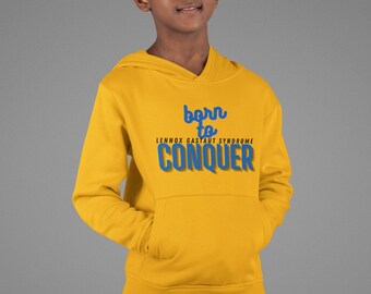 Youth Born To Conquer Heavy Blend Sweatshirt Hoodie | Lennox Gastaut Syndrome Awareness