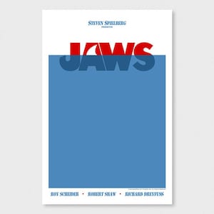 Steven Spielberg &quot;JAWS&quot; (1975), 50th anniversary, custom movie poster, 8.5&quot;x11&quot;, 11&quot;x17&quot;, 16&quot;x20&quot;, 18&quot;x24&quot;, 24&quot;x36&quot;, print only