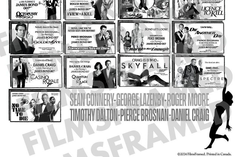 James Bond 007 Poster Vintage, Ads, Newspaperstyle Listings, Showtimes