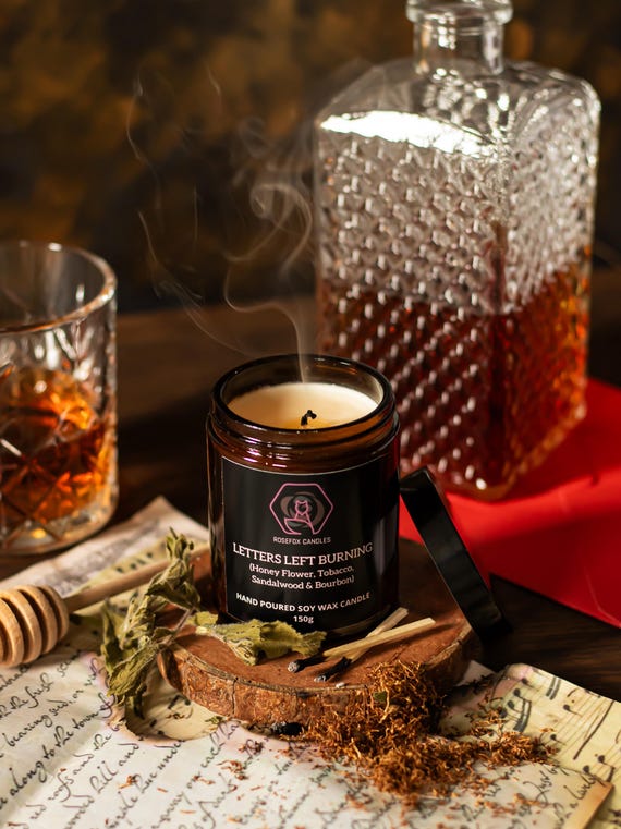 honey tobacco candle Honey, Tobacco, Sandalwood & Bourbon Candle | Letters Left Burning |  Literary Dark Academia Soy Wax Candle