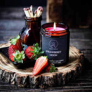 Strawberry Daiquiri Scented Soy Candle | 150g | Book/Cocktail/Valentine's/Gift/Goth Candle | Vegan | Natural | Handmade