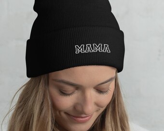 Mama embroidery cuffed beanie