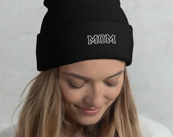 Mom embroidery cuffed beanie