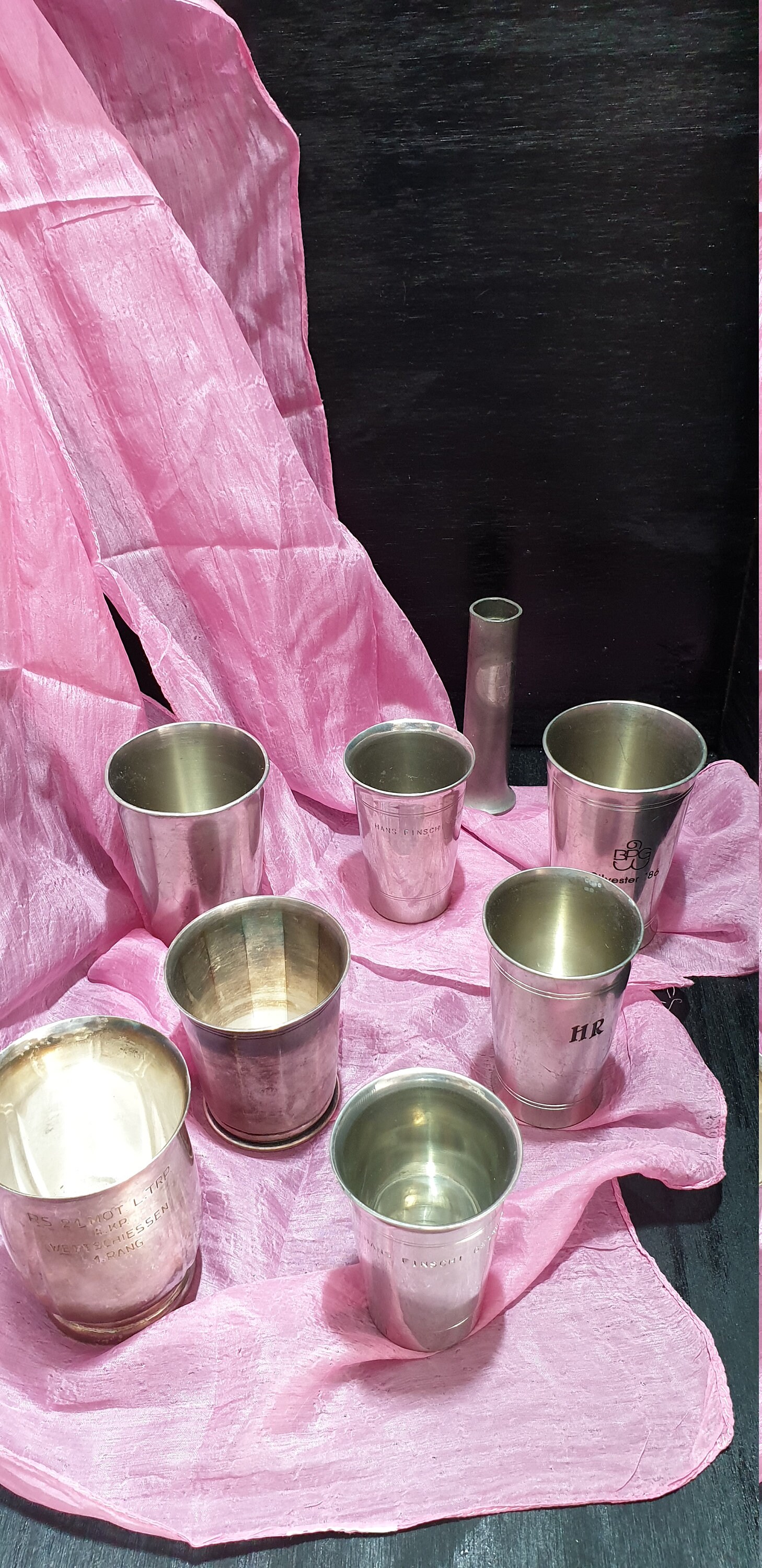 Gobelets en Étain, Métal Argenté, Lot Objets Étain