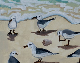 Seagulls on beach beach scene print Siesta Key Beach Florida birds  Phil Darst Art