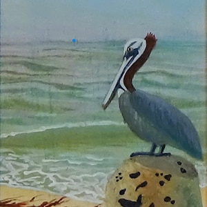 Pelican art, pelican painting, pelican acrylic, Pelican wall art, Kids wall art, Memorable gift, Florida souvenir,