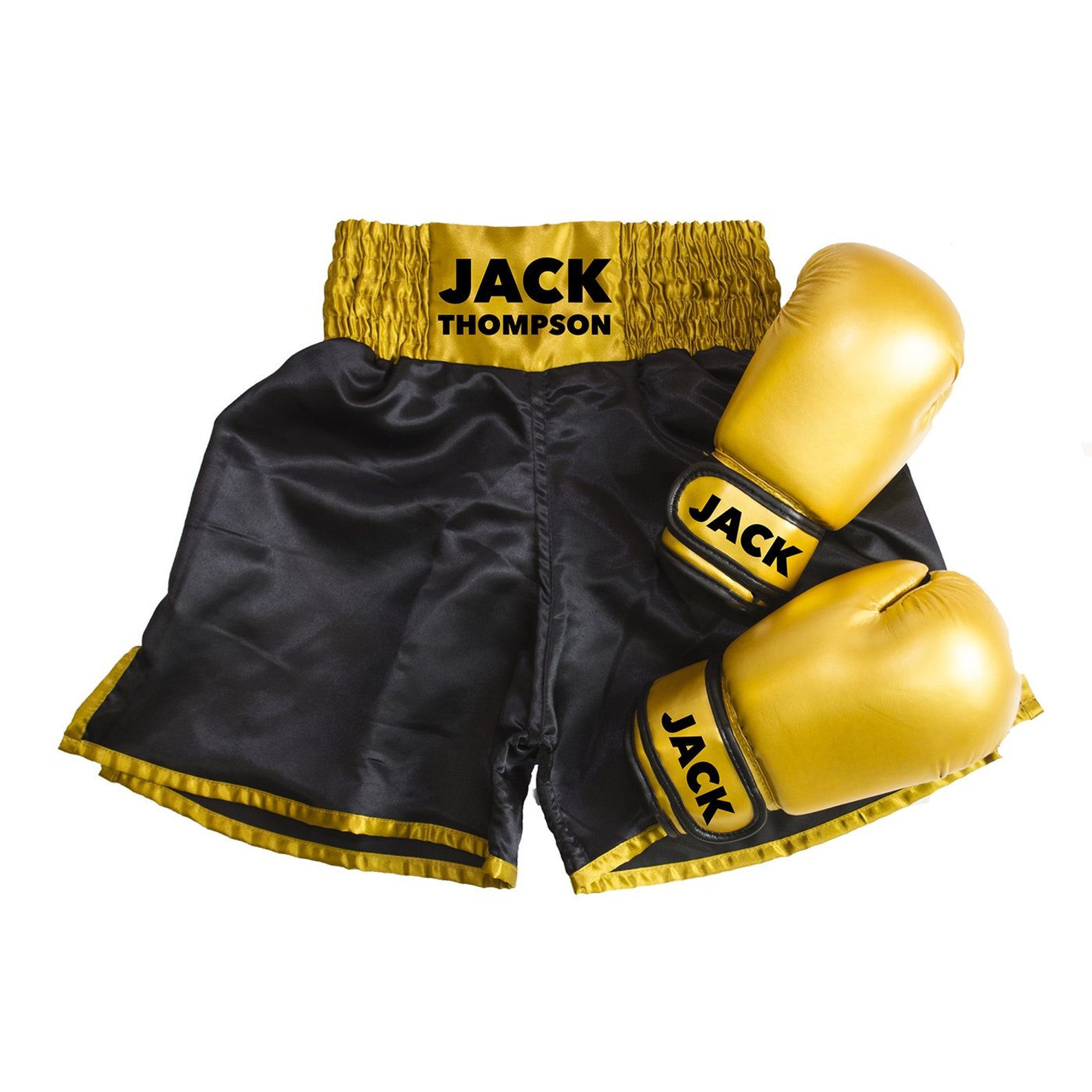 Personalised Boxing Shorts & Glove Set Black/Gold Shorts Etsy