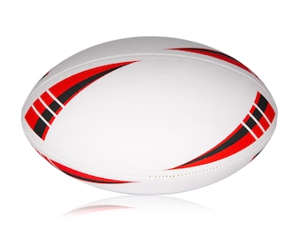 White & Red Unbranded Rugby Ball - Size 5 - For autographs, signatures and print
