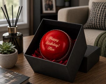 Pelota de críquet personalizada para papá / Pelota de críquet de cuero grabada / Regalo de críquet único para él / Regalo del Día del Padre / Regalo de cumpleaños