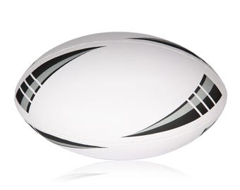 White & Silver Unbranded Rugby Ball - Size 5 - For autographs, signatures and print