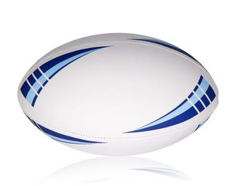 White & Blue Unbranded Rugby Ball - Size 5 - For autographs, signatures and print