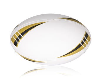 White & Gold Unbranded Rugby Ball - Size 5 - For autographs, signatures and print