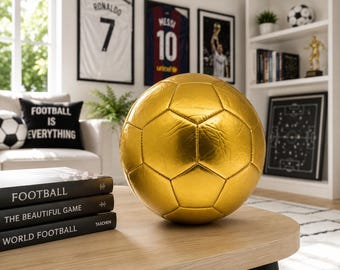 Piłka nożna 32-panelowa, złota, gładka, bez logo, rozmiar 5 – Golden Ball