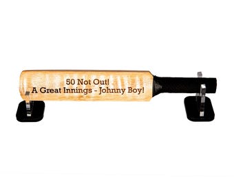 Personalized Mini Wooden Cricket Bat: Engraved Sports Gift