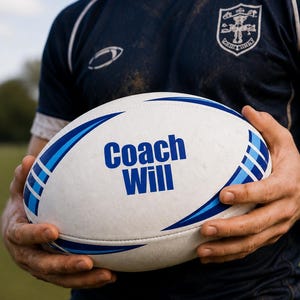 Personalised Rugby Ball Gift - Customise with any name - Size 5 Blue