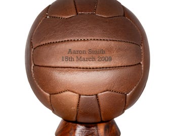 Balón de fútbol de cuero vintage grabado de 18 paneles - Personalizado y hecho a medida