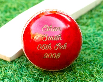 Personalised Cricket Ball - Laser Engraved Cricket Ball - Leather Cricket Gift