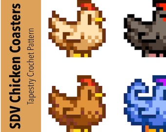 Patrón de posavasos de pollo a crochet, inspirado en Stardew Valley (patrón en PDF)