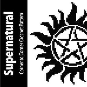 Supernatural Tattoo Corner to Corner Crochet Pattern, C2C Pattern, Crochet Pattern, Sam Winchester, Dean Winchester, Anti-Possession Tattoo