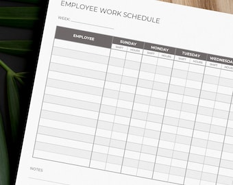 Mitarbeiter Stundenplan Vorlage | Werkplan | Bearbeitbar und druckbar | Wochenplaner | Personal Stundenplan | Schichtplan