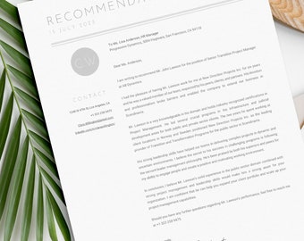 Recommendation Letter Template | Letter of Recommendation | Job Referral Letter | Job Reference | Job Application | Character Letter