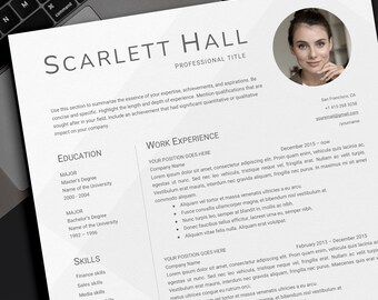 Modello di curriculum minimalista e moderno / Modello di CV con foto / Modello di curriculum creativo / Lettera di presentazione e referenze