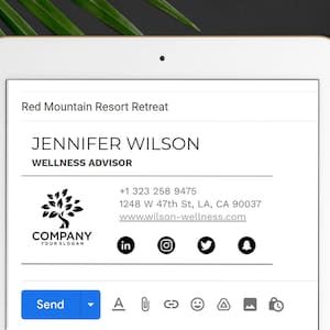 Email Signature Template with Clickable Social Media Links | Gmail, Outlook and Other Email Clients | Teacher Signature | Realtor Signature