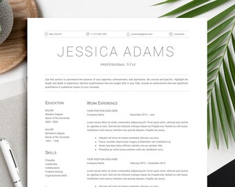 Resume Template Word & Mac Pages | Including Cover Letter and References | 1 Page and 2 Page Versions | Modern CV Template